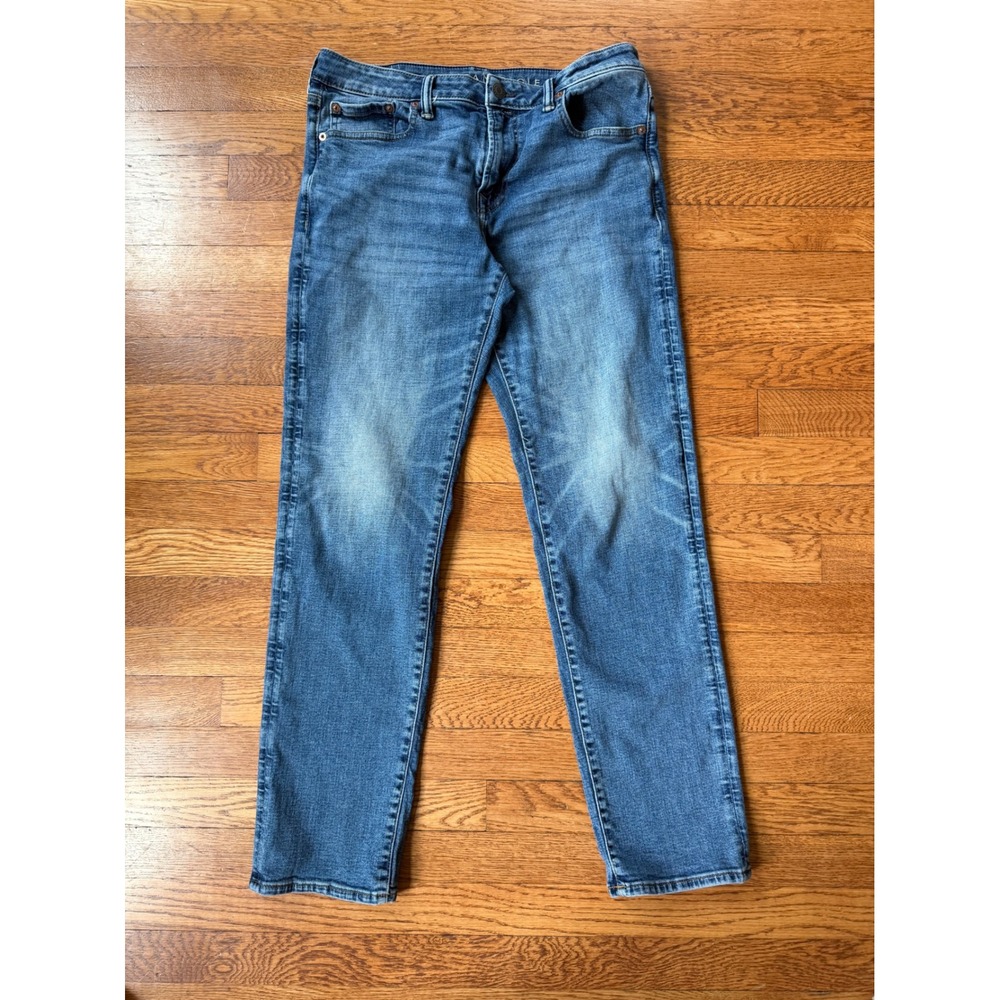 American Eagle Airflex+ Slim Straight Jeans Mens‎ 32x32 Medium Wash Blue Denim